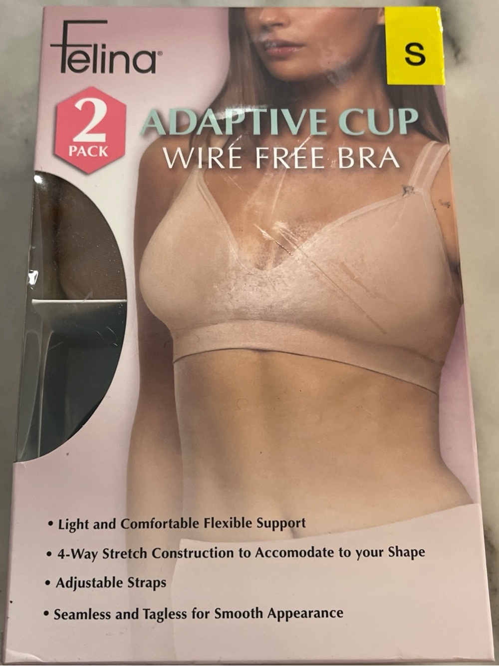 Felina Adaptive Cup Wire Free Bra - Nude/Beige and Black (2 Pack)